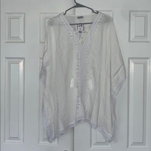 White Pom Pom tunic beach coverup
